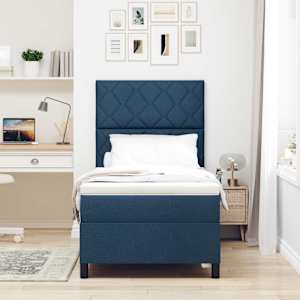 Postel s boxspringem s čelo Modrá 90 x 200 cm textil - obrázek 3