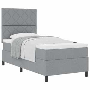 Postel s boxspringem s čelo Světle šedá 100 x 200 cm textil - obrázek 2