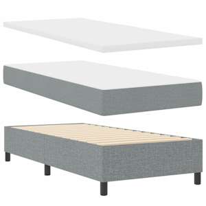 Postel s boxspringem s čelo Světle šedá 100 x 200 cm textil - obrázek 6