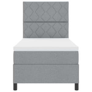 Postel s boxspringem s čelo Světle šedá 100 x 200 cm textil - obrázek 7