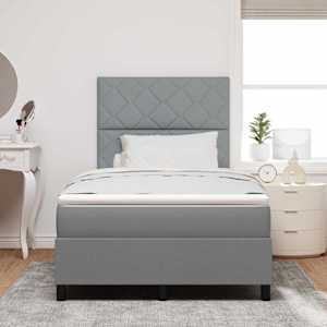 Postel s boxspringem s čelo Světle šedá 120 x 190 cm textil - obrázek 3