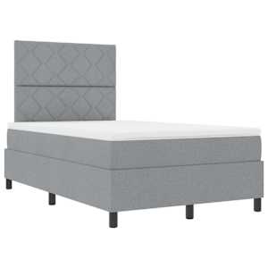 Postel s boxspringem s čelo Světle šedá 120 x 190 cm textil - obrázek 5