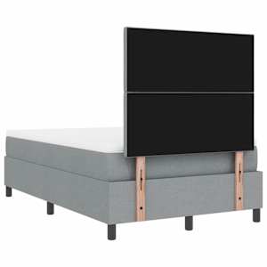 Postel s boxspringem s čelo Světle šedá 120 x 190 cm textil - obrázek 9