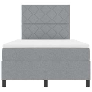 Postel s boxspringem s čelo Světle šedá 120 x 190 cm textil - obrázek 7