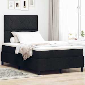 Postel s boxspringem s čelo Černá 120 x 190 cm textil - obrázek 1