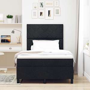Postel s boxspringem s čelo Černá 120 x 190 cm textil - obrázek 3