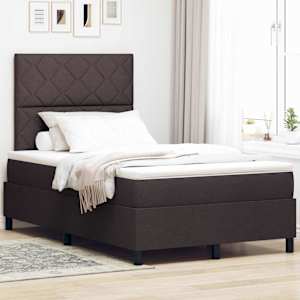 Postel s boxspringem s čelo Tmavě hnědá 120 x 190 cm textil - obrázek 1