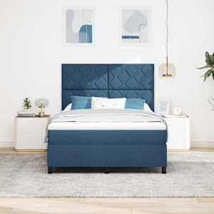 Postel s boxspringem s matrací s čelo Modrá 160 x 200 cm textil - obrázek 3