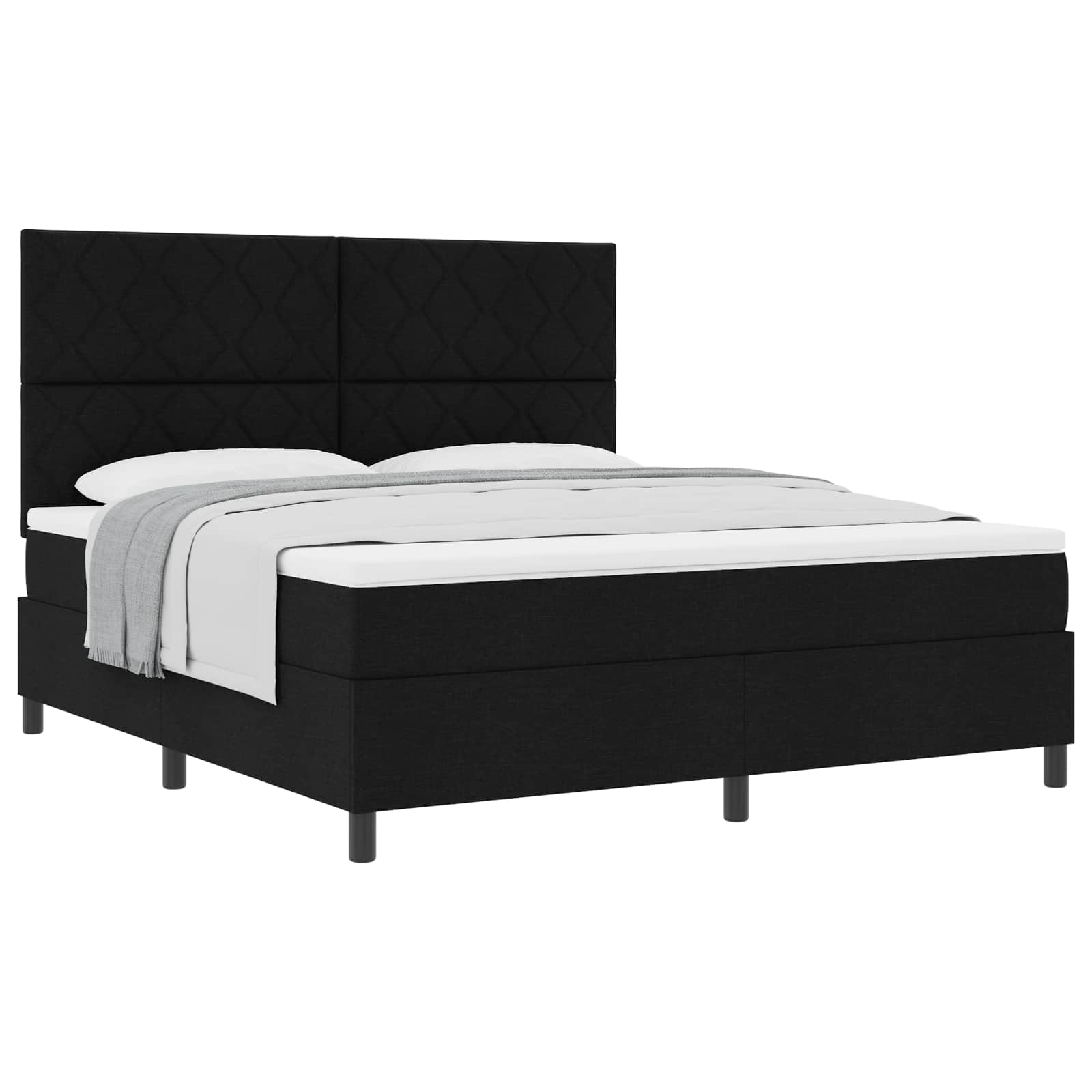 Κρεβάτι με ελατήρια με κεφαλάρι Μαύρο 180 x 200 cm ύφασμα - Image 2