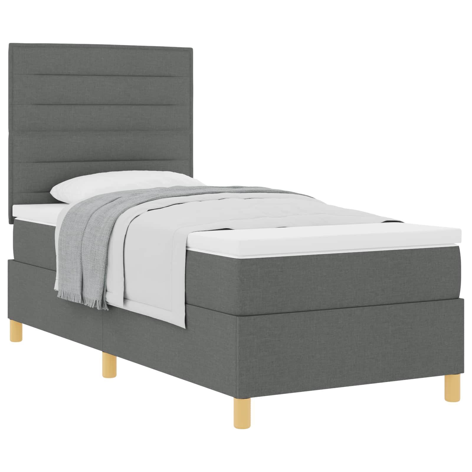 Thumbnail - vidaXL Boxspringbett mit Matratze Dunkelgrau 80 x 200 cm Stoff