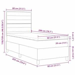 Postel s boxspringem s matrací Tmavě hnědá 80 x 200 cm textil - obrázek 12