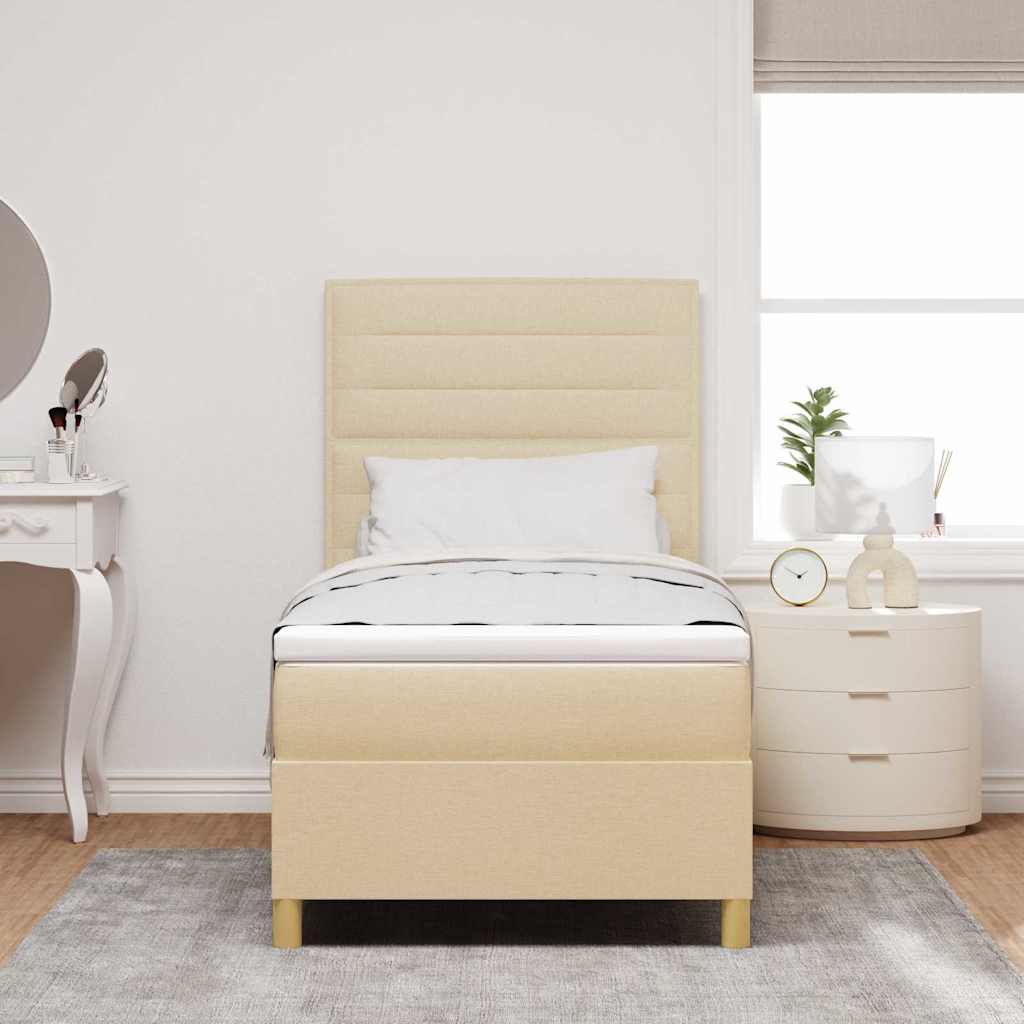 Thumbnail - vidaXL Boxspringbett mit Matratze mit Kopfteil Creme 80 x 200 cm Stoff