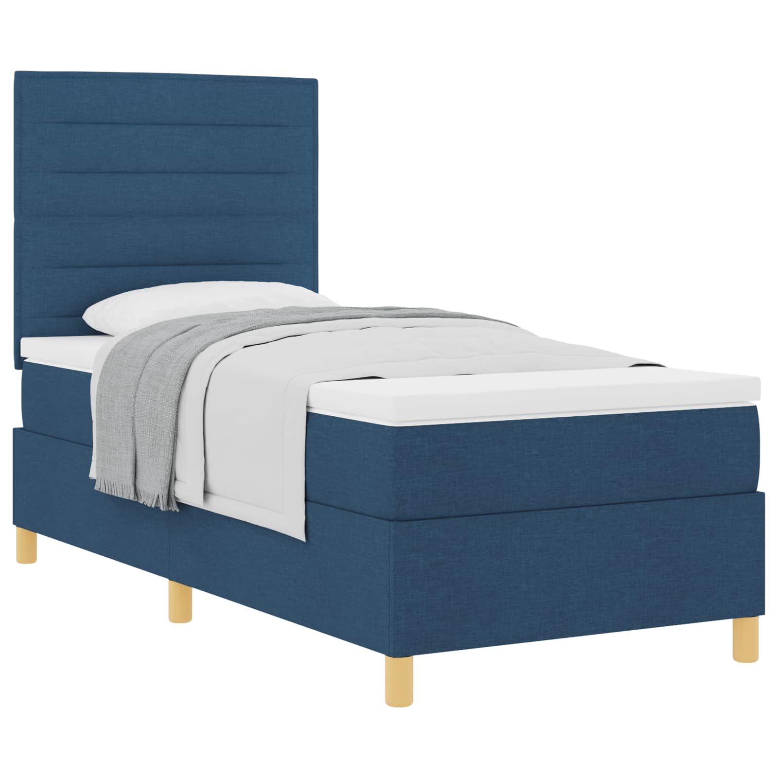 Postel s boxspringem s matrací s čelo Modrá 80 x 200 cm textil - obrázek 2