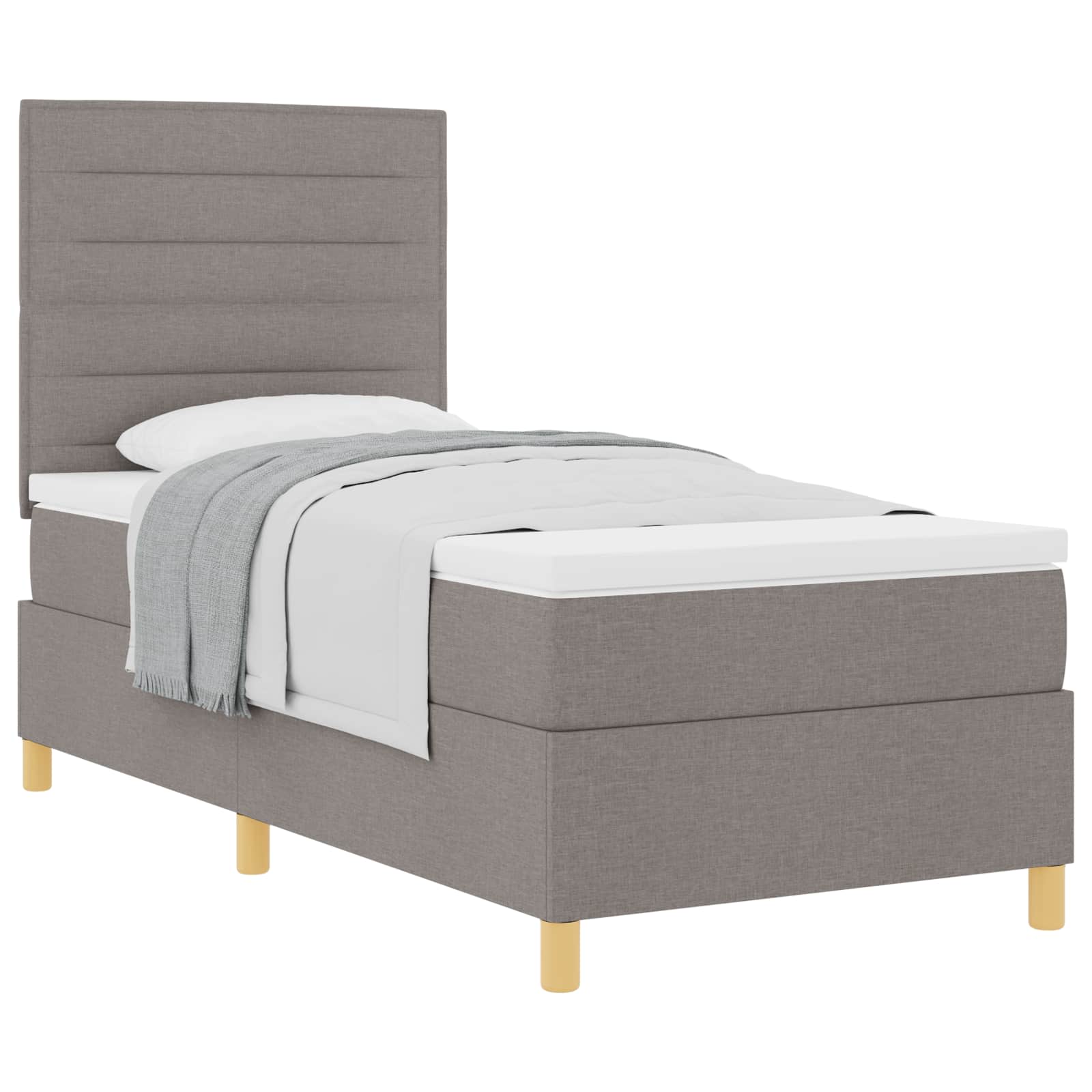 Postel s boxspringem s matrací s čelo Taupe 90 x 190 cm textil - obrázek 2