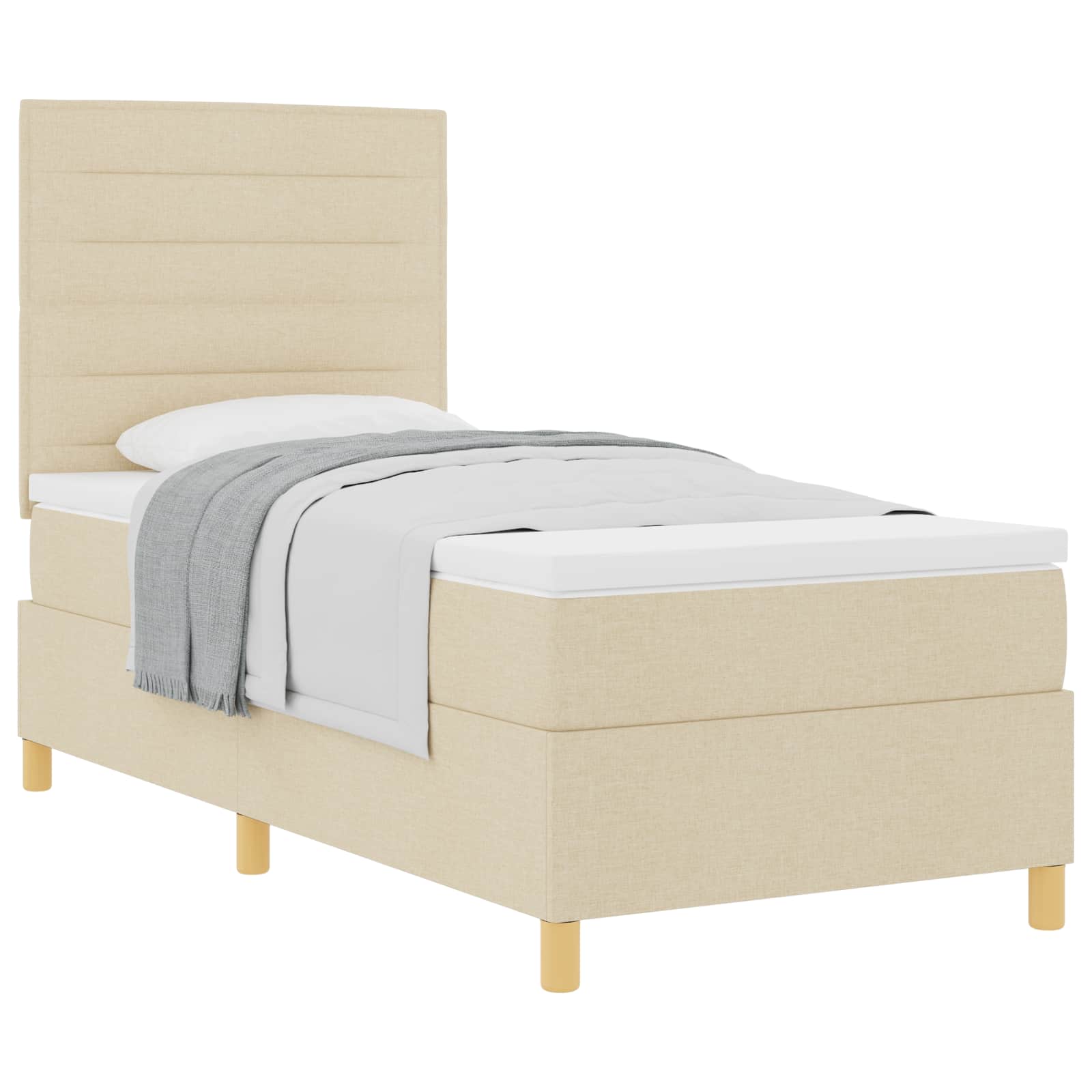 Thumbnail - vidaXL Boxspringbett mit Matratze mit Kopfteil Creme 90 x 190 cm Stoff