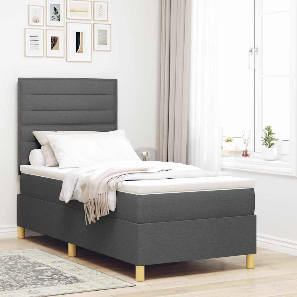 Box Spring Voodi koos Mattressiga Tumehall 100x200 cm Kangas