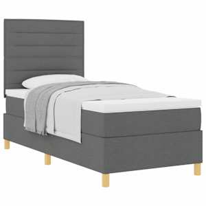 Postel s boxspringem s matrací Tmavě šedá 100 x 200 cm textil - obrázek 2