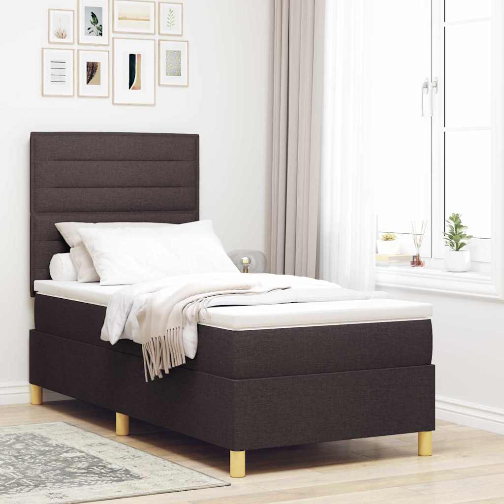 Kastiga Vedruvoodi madratsiga tumepruun 100x200 cm kangast
