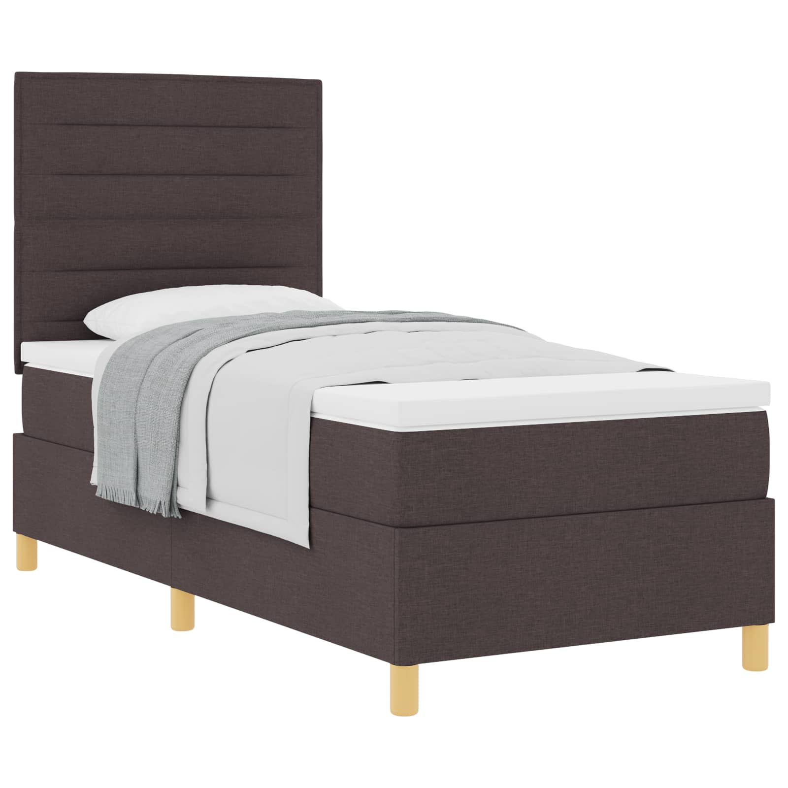 Thumbnail - vidaXL Boxspringbett mit Matratze Dunkelbraun 100 x 200 cm Stoff