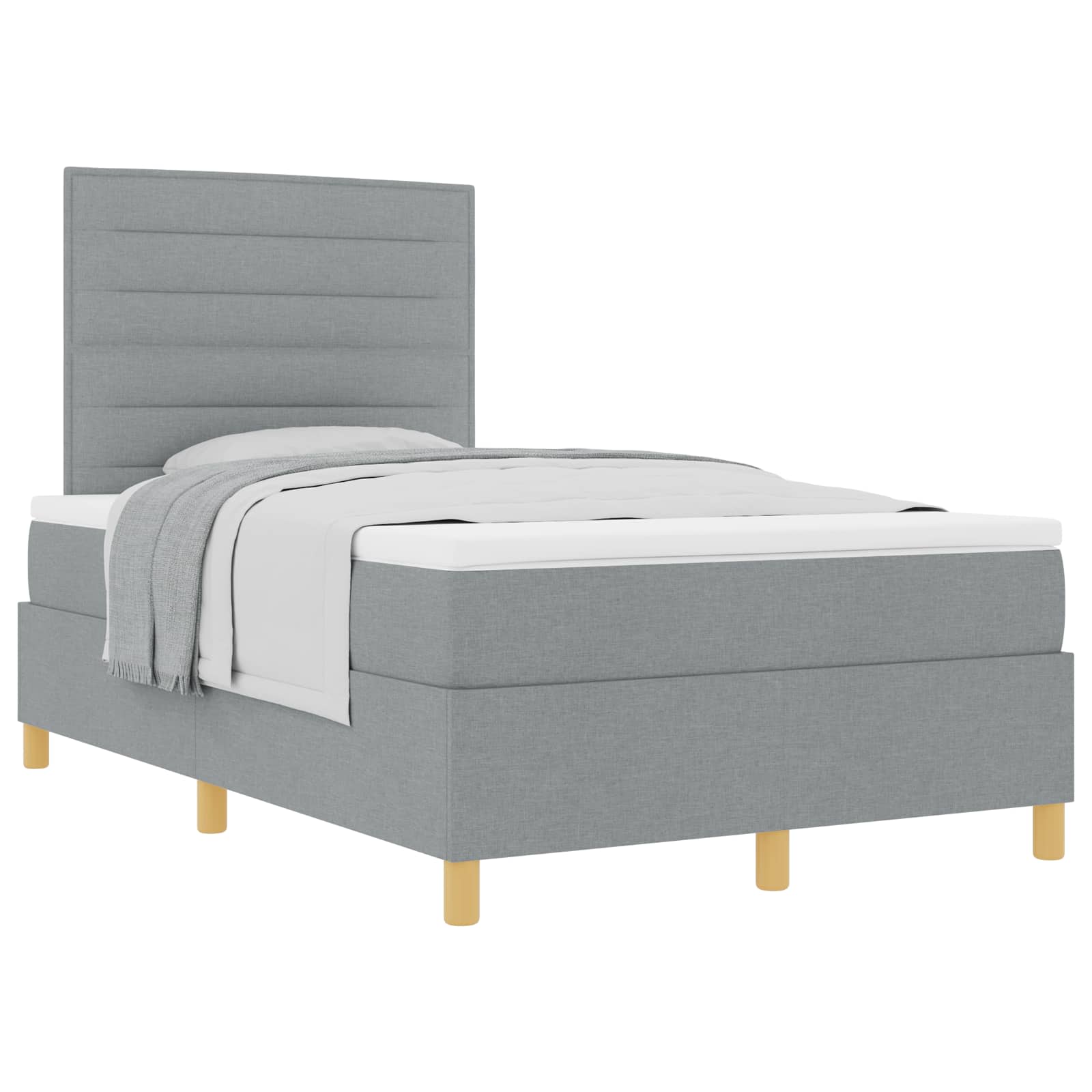 Postel s boxspringem s matrací Světle šedá 120 x 190 cm textil - obrázek 2
