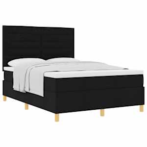Postel s boxspringem s matrací s čelo Černá 140 x 190 cm textil - obrázek 2