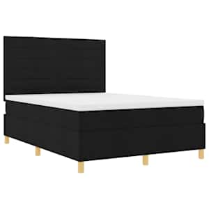 Postel s boxspringem s matrací s čelo Černá 140 x 190 cm textil - obrázek 5