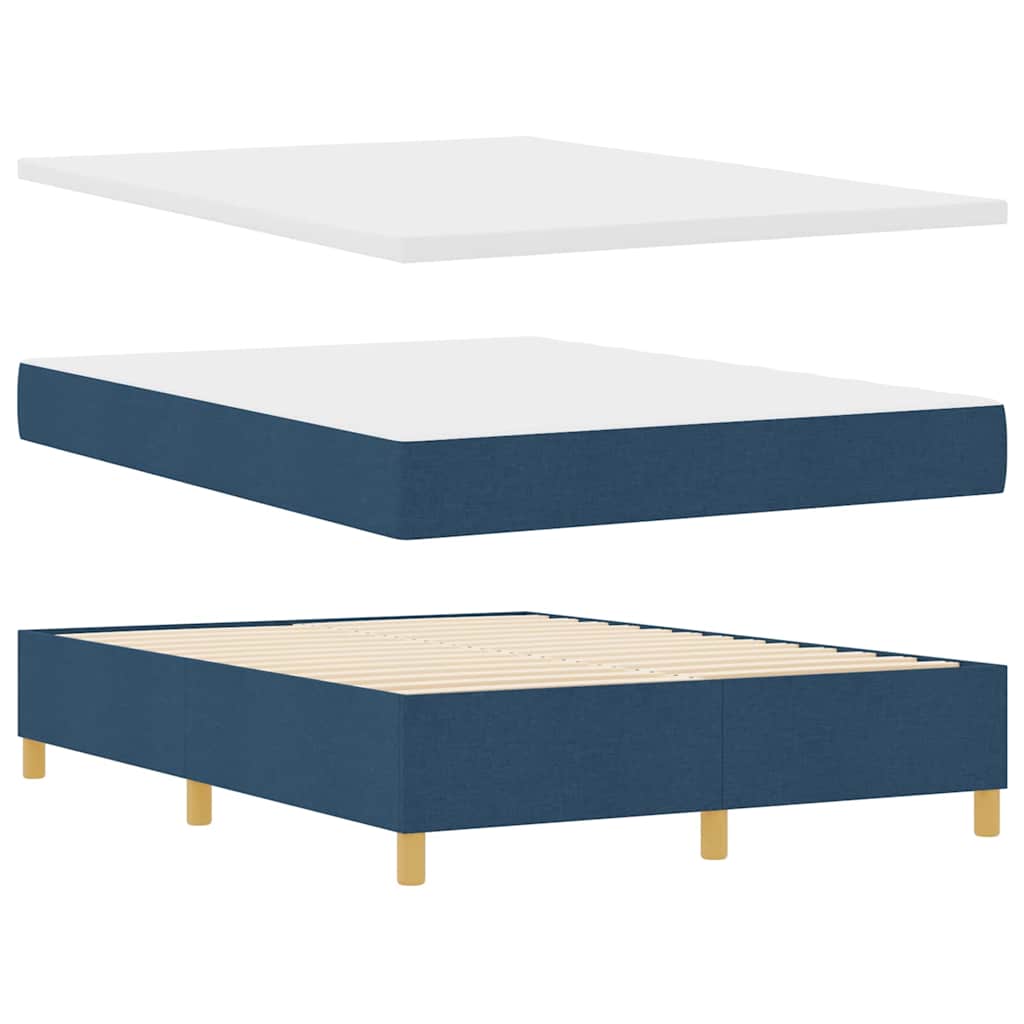 Postelja z vzmetnico z vzmetnico Modra 140 x 190 cm blago - slika 6