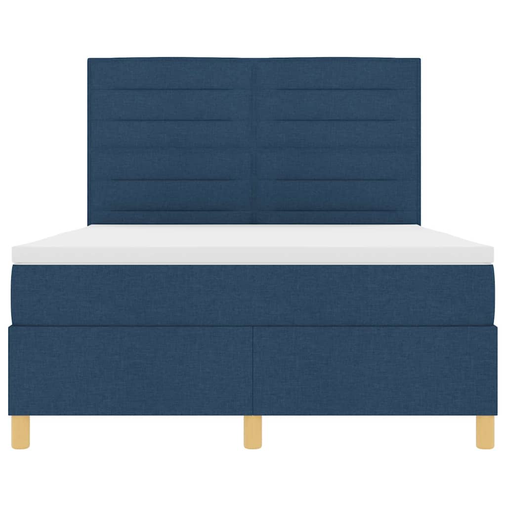 Postelja z vzmetnico z vzmetnico Modra 140 x 190 cm blago - slika 7