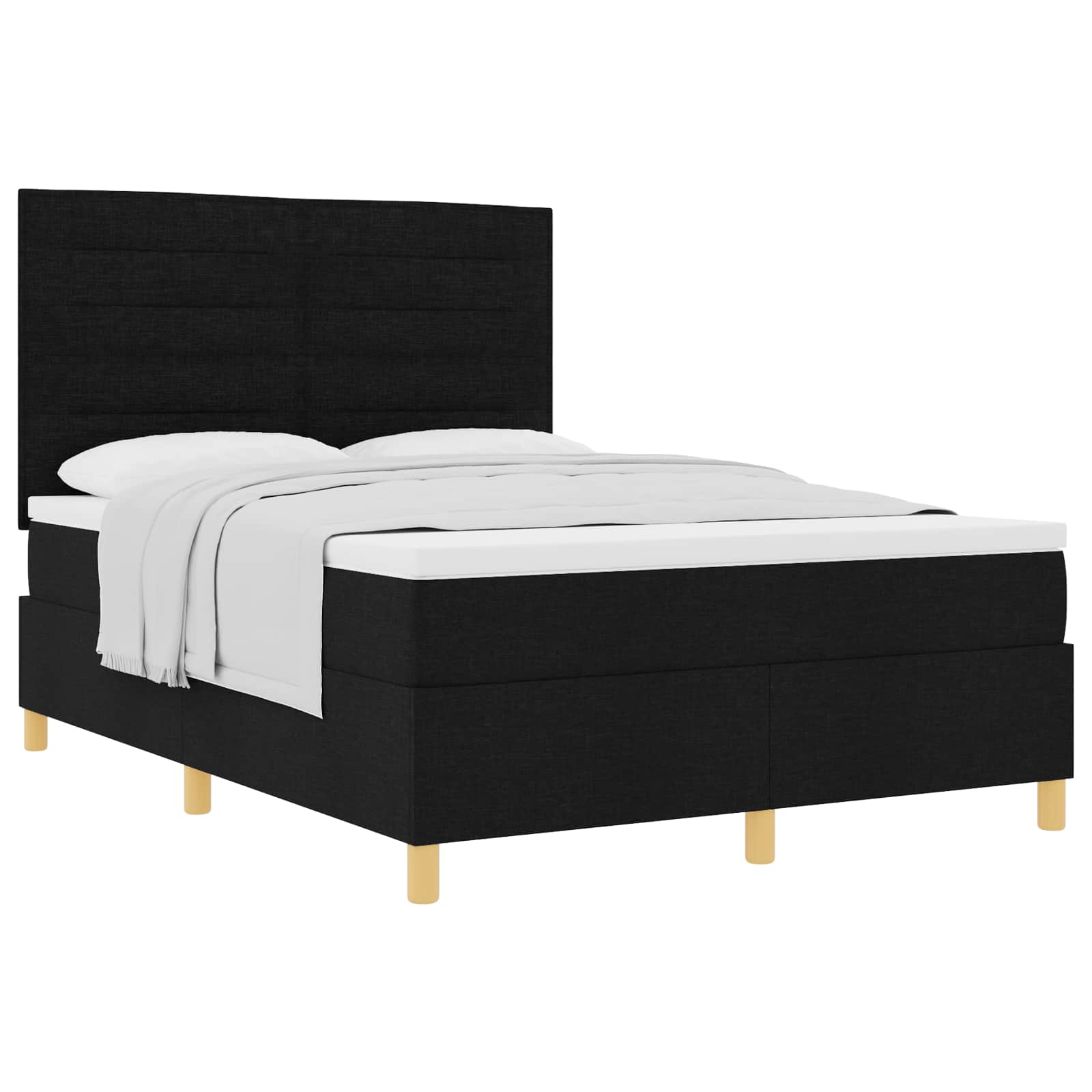 Postelja z vzmetnico z vzmetnico Črna 160 x 200 cm blago - slika 2