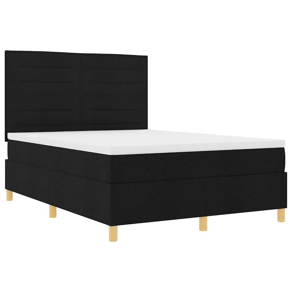 Postelja z vzmetnico z vzmetnico Črna 160 x 200 cm blago - slika 5