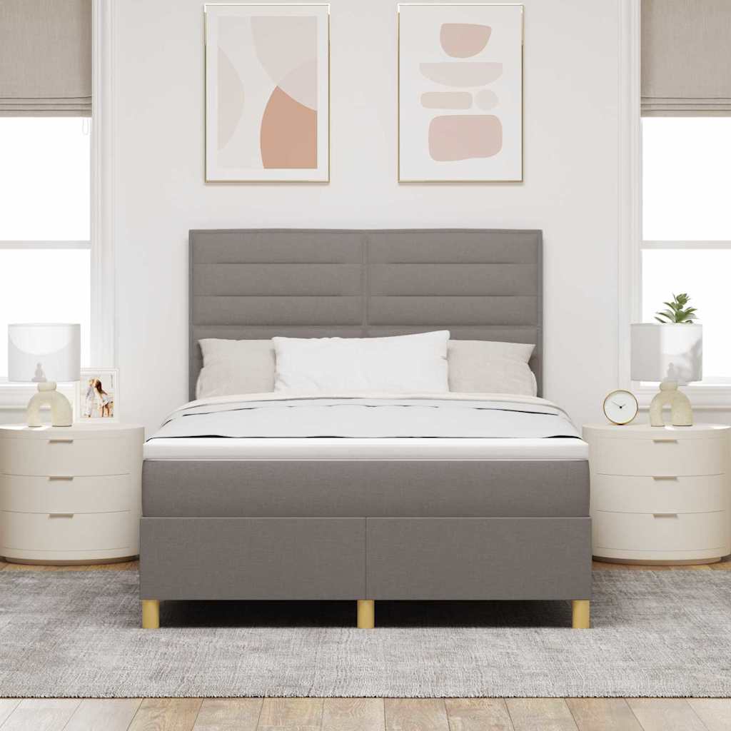 Thumbnail - vidaXL Boxspringbett mit Matratze Taupe 160 x 200 cm Stoff