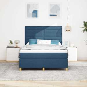 Postel s boxspringem s matrací s čelo Modrá 160 x 200 cm textil - obrázek 3