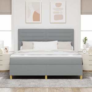 Postel s boxspringem s matrací Světle šedá 180 x 200 cm textil - obrázek 3