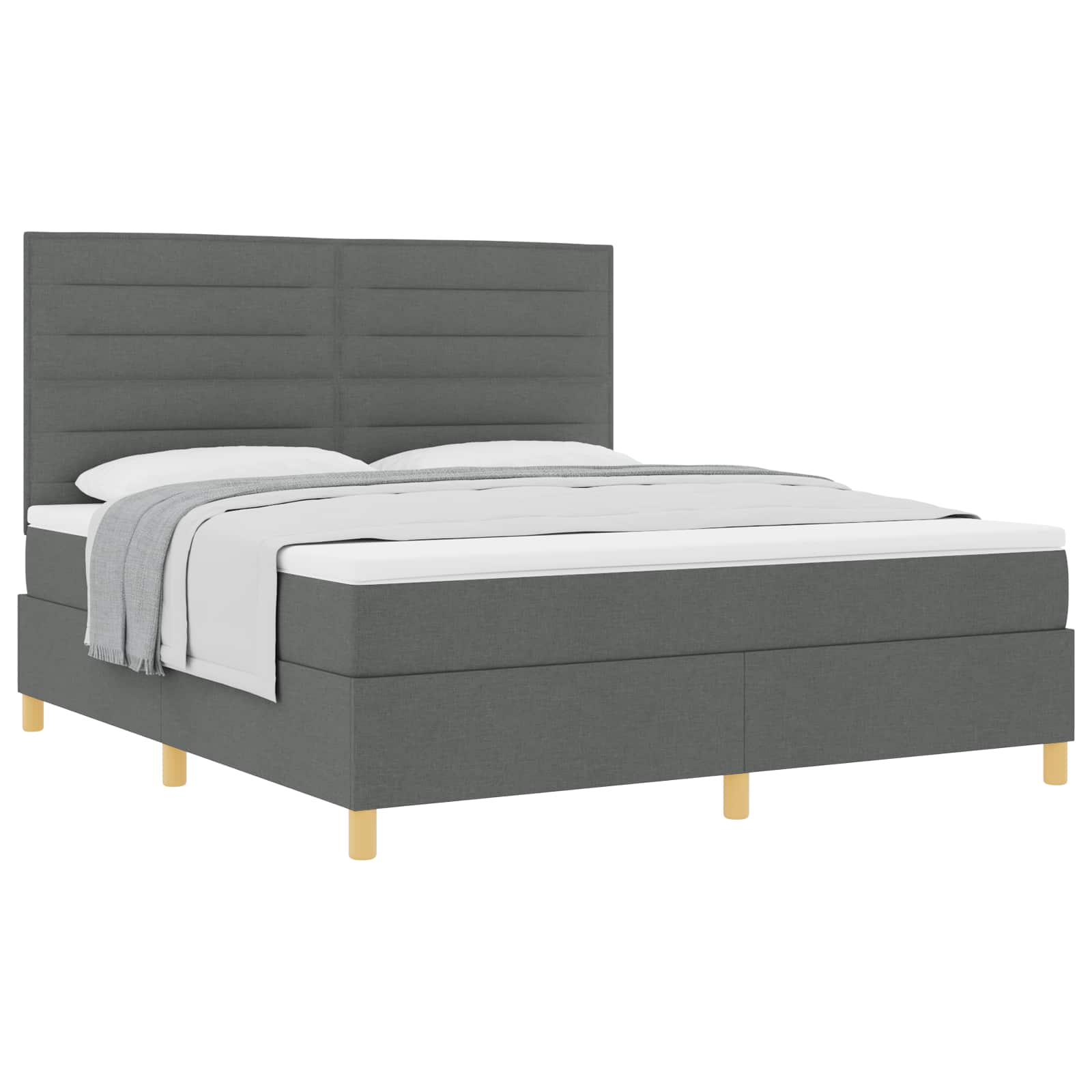 Postelja z vzmetnico z vzmetnico Temno siva 180 x 200 cm blago - slika 2