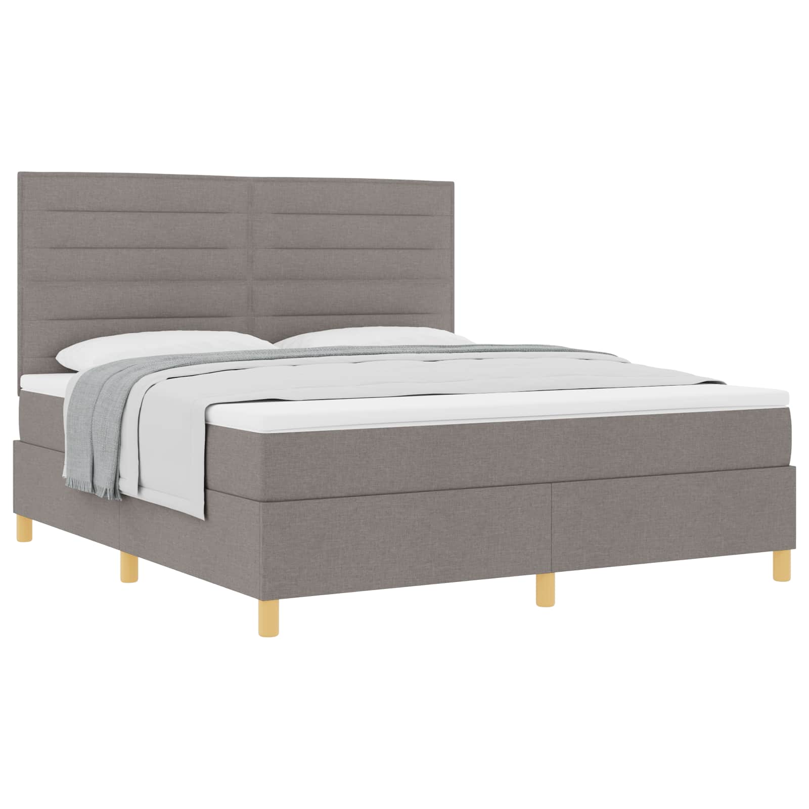 vidaXL Boxspringbed met hoofdeinde Taupe 180 x 200 cm Stof, foto 3