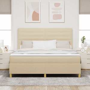 Postel s boxspringem s matrací Krémová 180 x 200 cm textil - obrázek 3