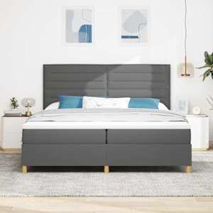 Postel s boxspringem s matrací Tmavě šedá 200 x 200 cm textil - obrázek 3