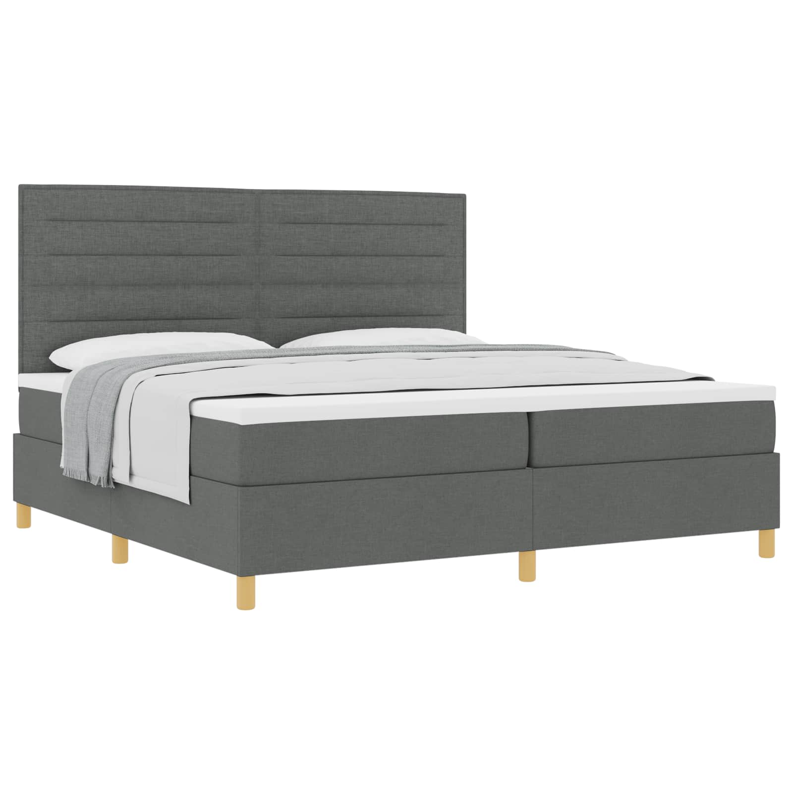 Postel s boxspringem s matrací Tmavě šedá 200 x 200 cm textil - obrázek 2