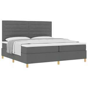 Postel s boxspringem s matrací Tmavě šedá 200 x 200 cm textil - obrázek 2