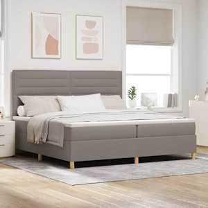 Postel s boxspringem s čelo Taupe 200 x 200 cm textil - obrázek 1