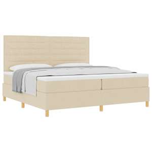 Postel s boxspringem s matrací Krémová 200 x 200 cm textil - obrázek 2