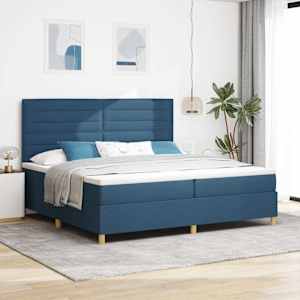 Postel s boxspringem s matrací s čelo Modrá 200 x 200 cm textil
