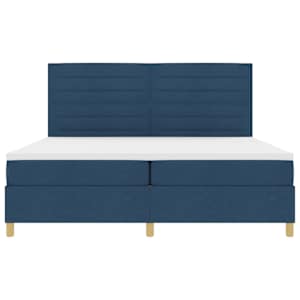 Postel s boxspringem s matrací s čelo Modrá 200 x 200 cm textil - obrázek 7