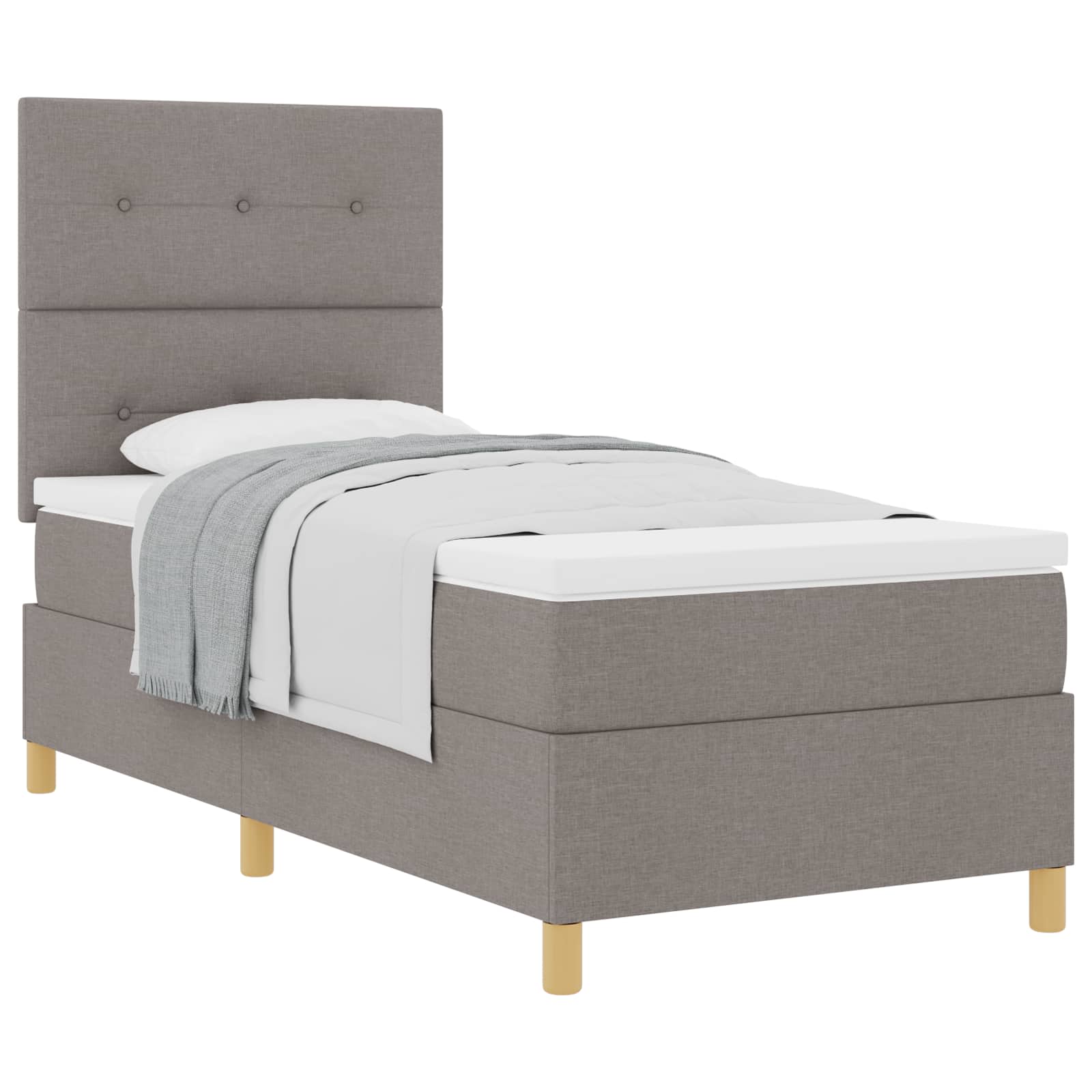 Thumbnail - vidaXL Boxspringbett mit Matratze mit Kopfteil Taupe 80 x 200 cm Stoff
