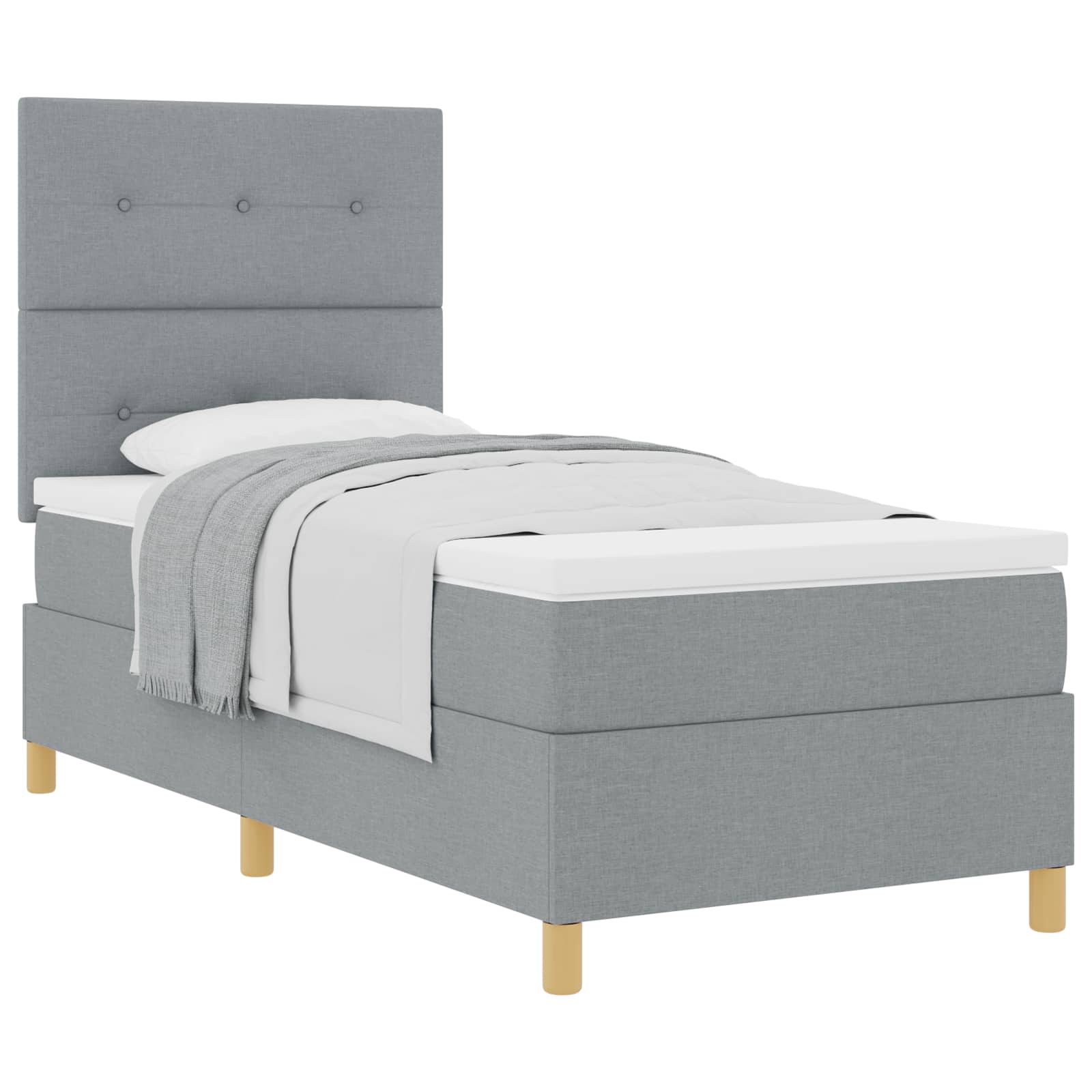 Thumbnail - vidaXL Boxspringbett mit Matratze Hellgrau 90 x 200 cm Stoff