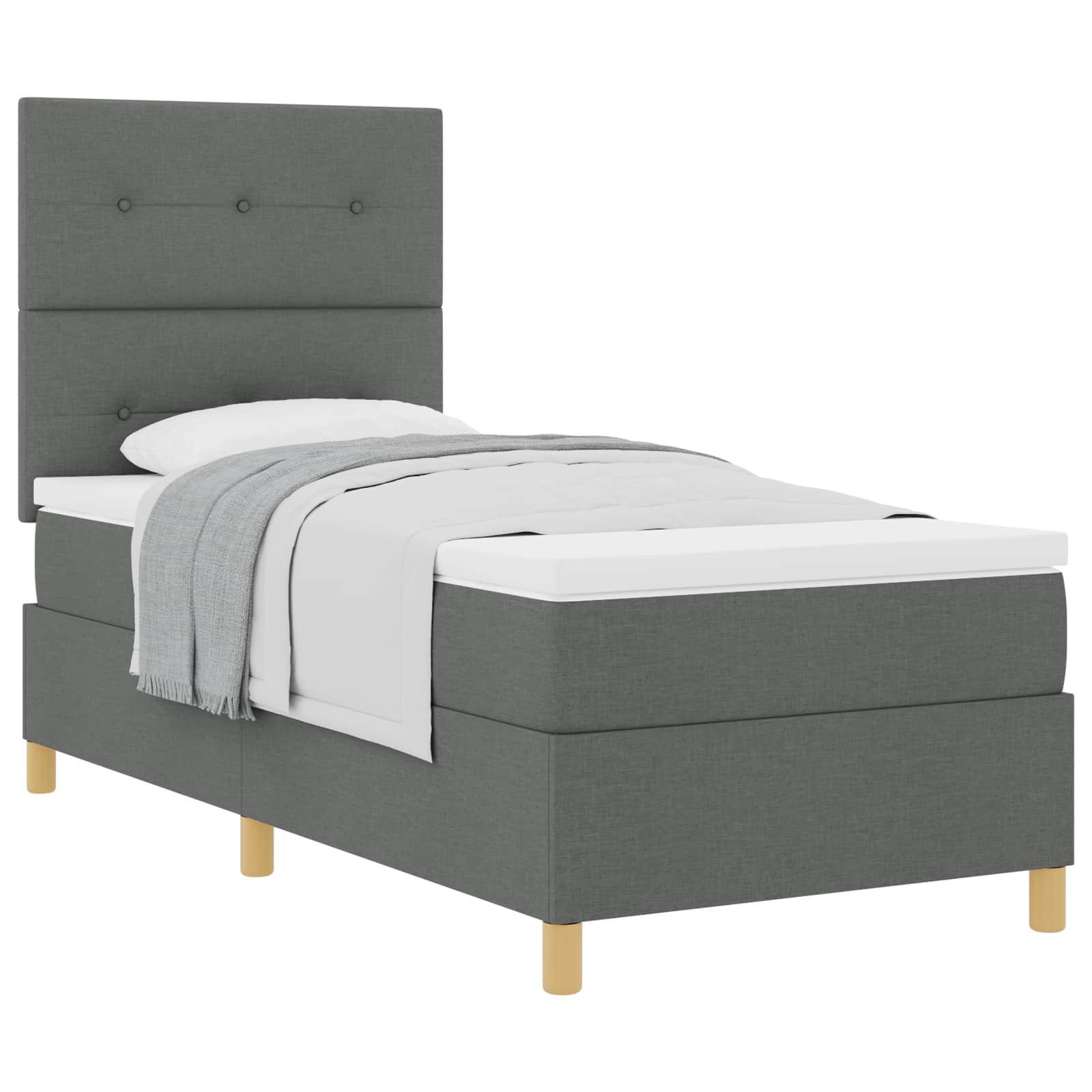 Thumbnail - vidaXL Boxspringbett mit Matratze Dunkelgrau 90 x 200 cm Stoff