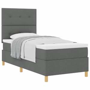 Postel s boxspringem s čelo Tmavě šedá 100 x 200 cm textil - obrázek 2