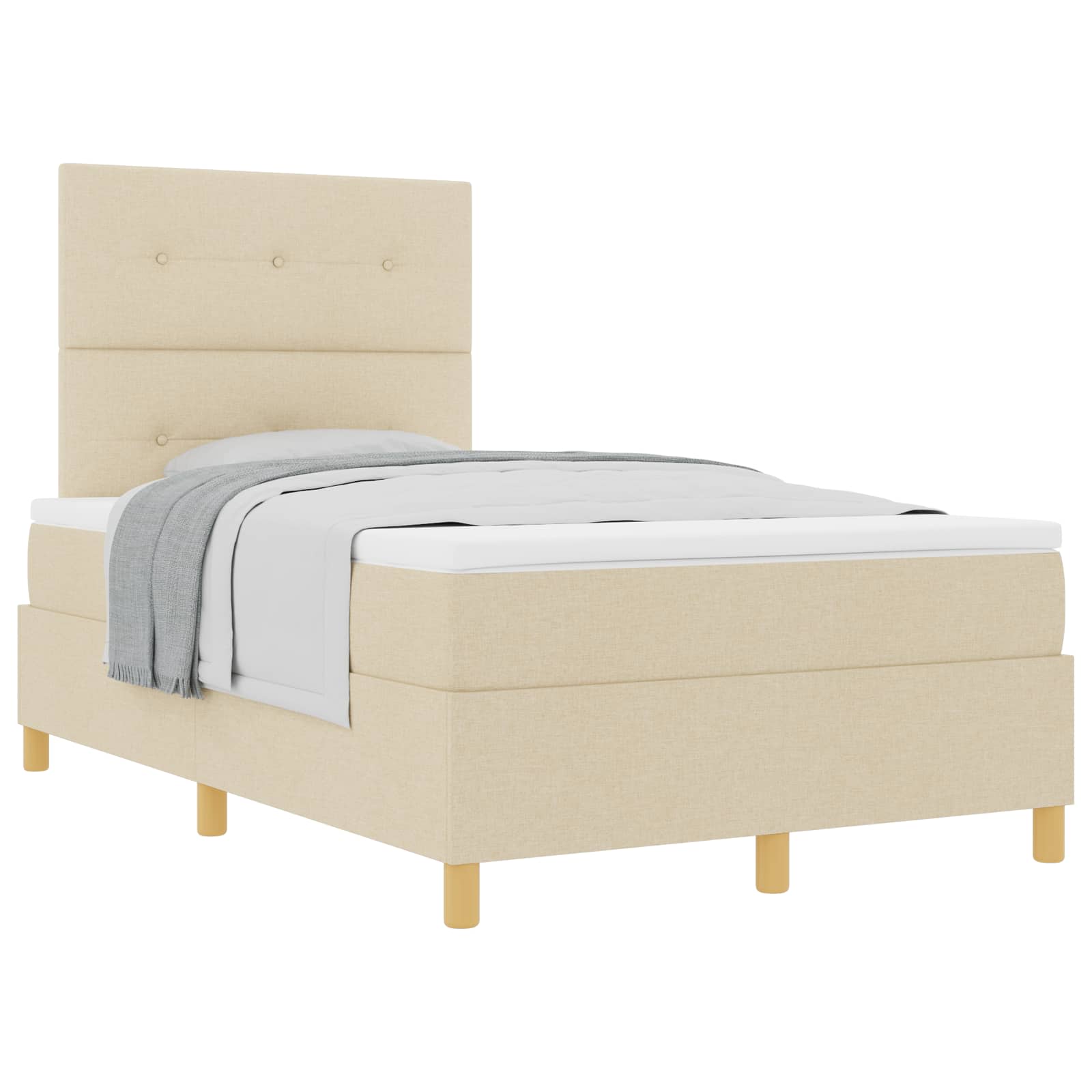Thumbnail - vidaXL Boxspringbett mit Matratze Creme 120 x 190 cm Stoff