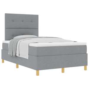 Postel s boxspringem s čelo Světle šedá 120 x 200 cm textil - obrázek 2