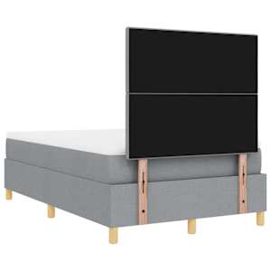Postel s boxspringem s čelo Světle šedá 120 x 200 cm textil - obrázek 9
